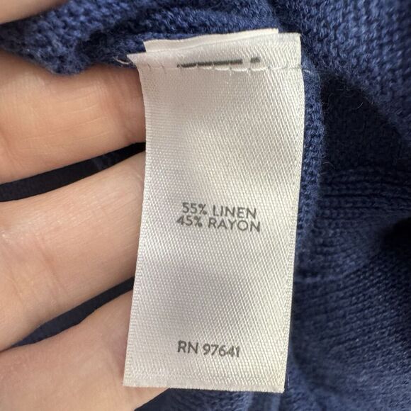 J Jill Linen Rayon Tunic Sweater Top Size XL Petite Blue Slits Lagenlook Boho - Picture 7 of 8